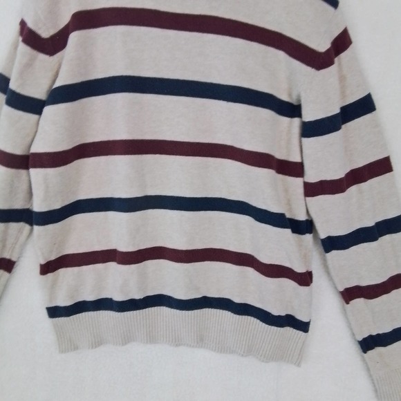 Children's Place Cotton Crew Neck Knit‎ Sweater Size Large in Tan w/ Stripes - Picture 4 of 9